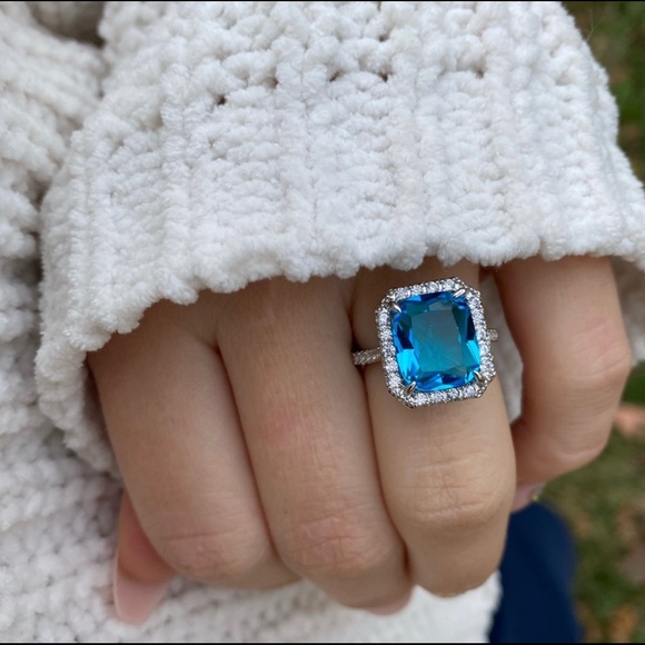 FREE SHIPPING *NEW 925 Silver Ring Aquamarine - Picture 6 of 9